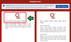 Tombol Daftar/Masuk OSS